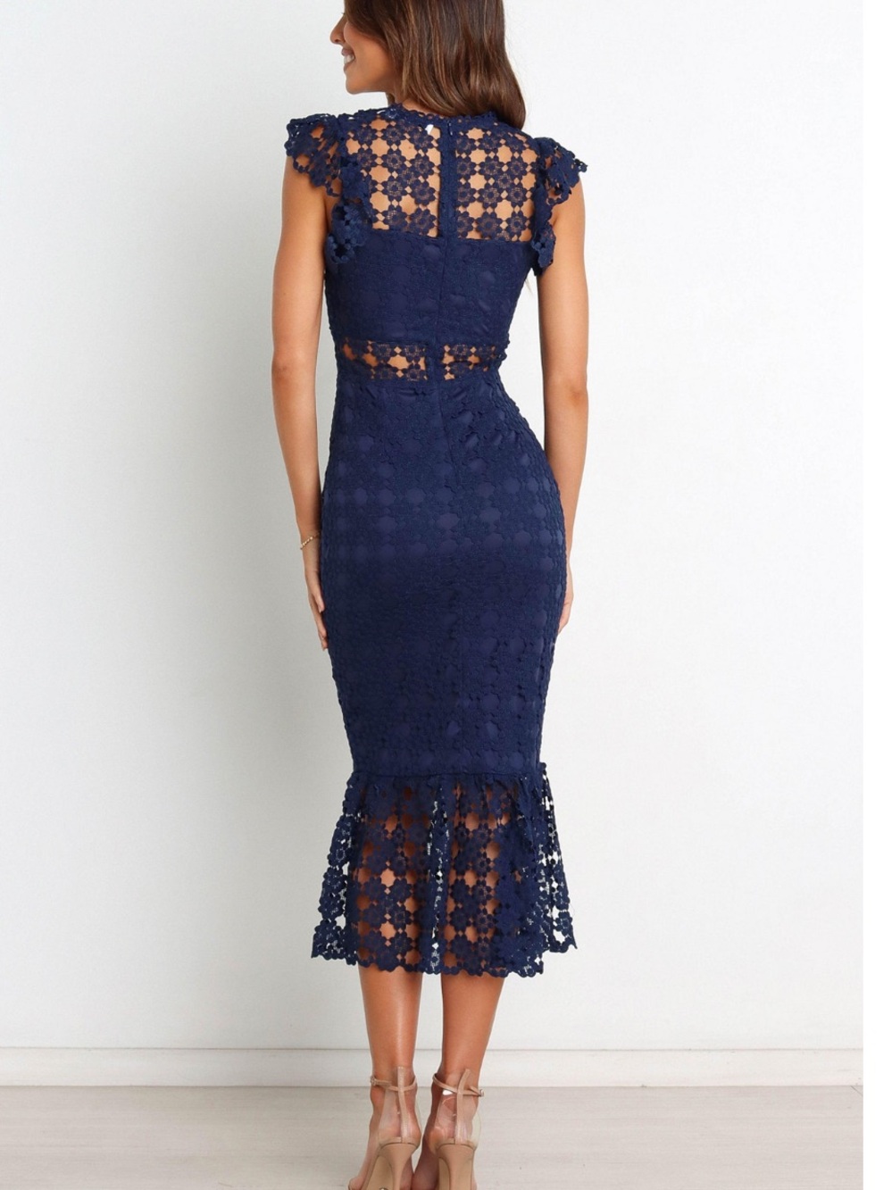 Petal & Pup Navy Floral Lace Midi Dress - Picture 2 of 10